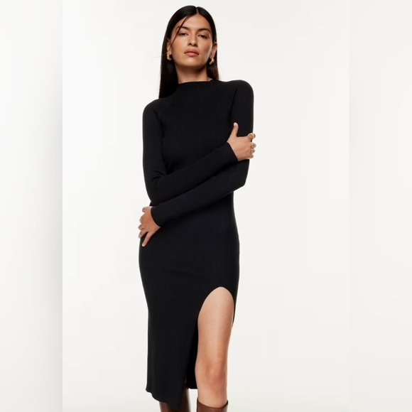 Aritzia Wilfred NWT Alchemy Dress Mock-neck sweater dress Black size XS - Picture 1 of 11